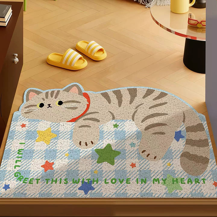Playful Cat-Shaped Welcome Mat