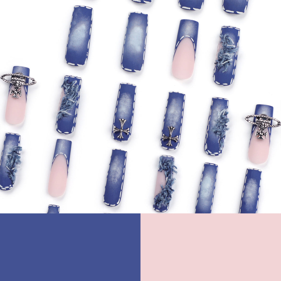 Artistic print nails with elegant glitter decoration Kalsten
