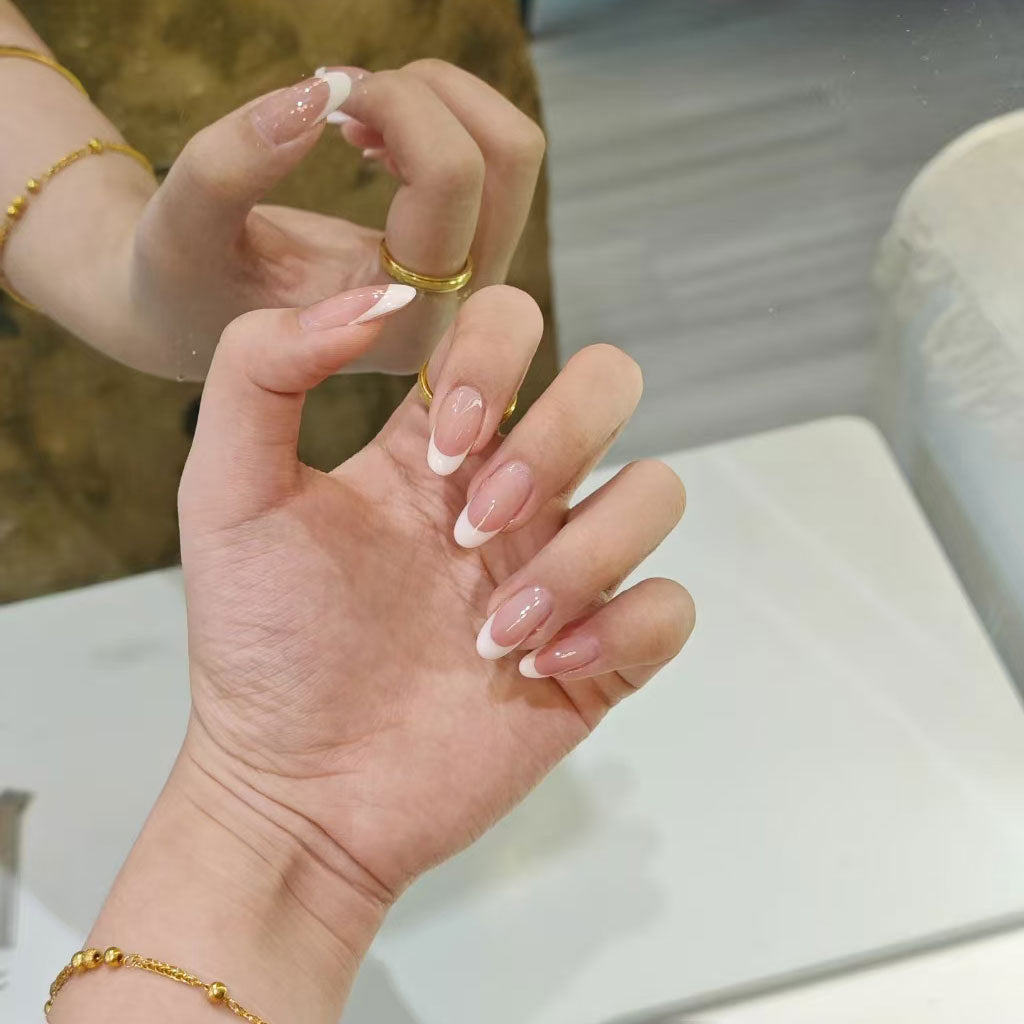 Elegant French Tip Acrylic Nail Art Set