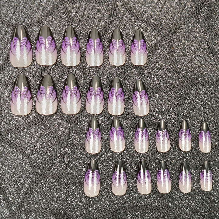 Artistic Stiletto Press-On Nails with Spider Web Design Kalsten