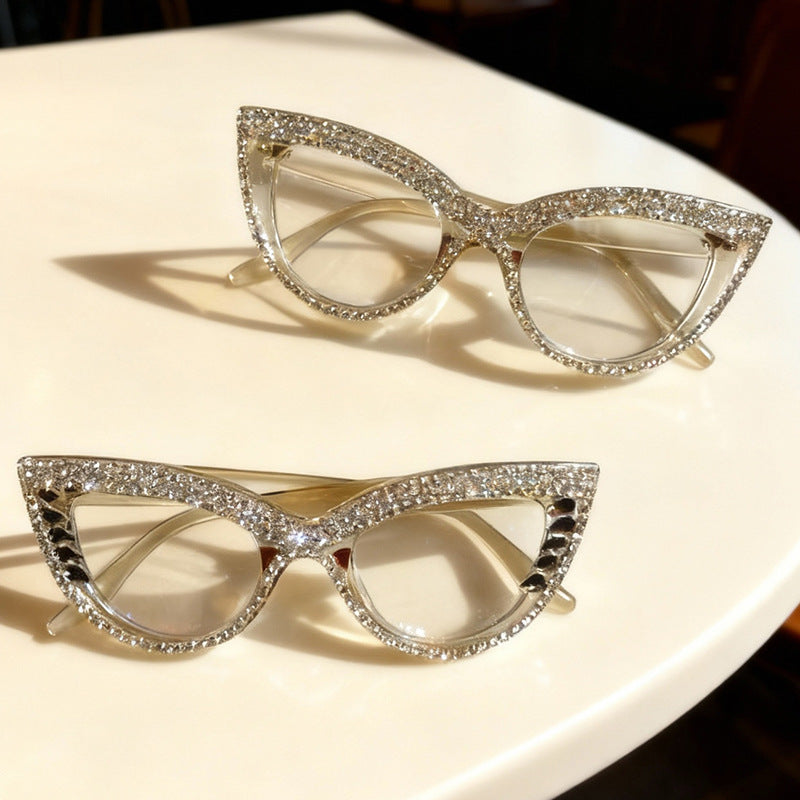 Rhinestone-Embellished Cat-Eye Eyewear Kalsten