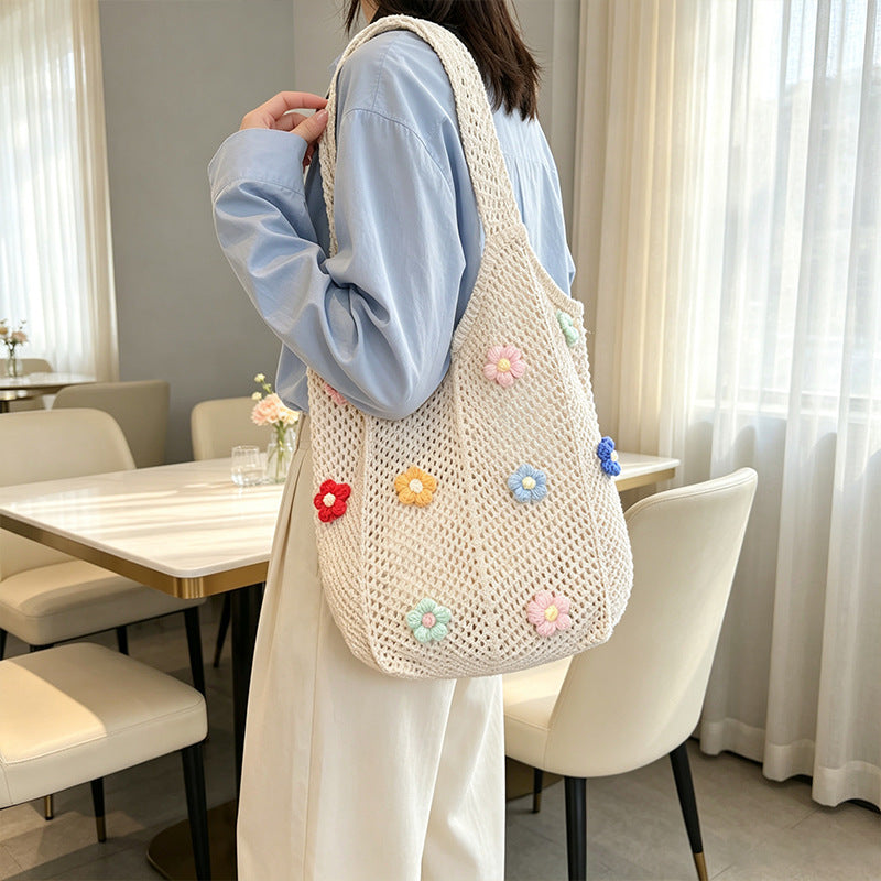 Floral Patterned Crochet Tote Bag Kalsten