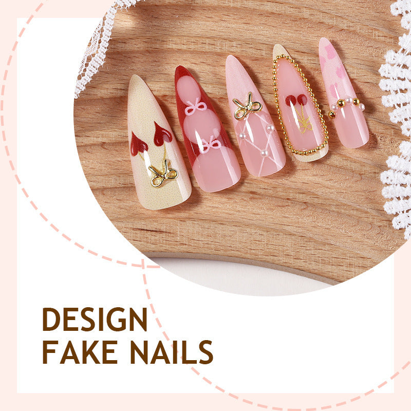 Nail art set with romantic heart and bow motifs Kalsten