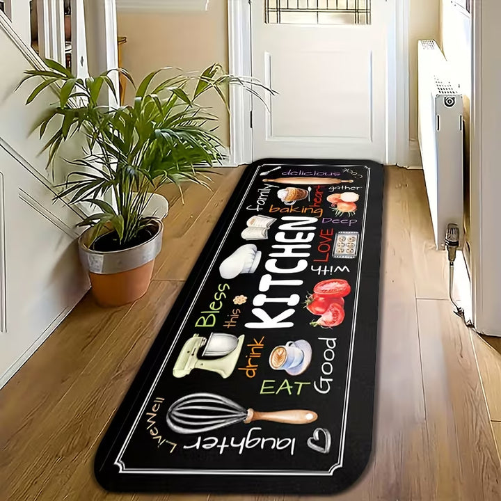 Retro Diner-Themed Kitchen Runner Mat