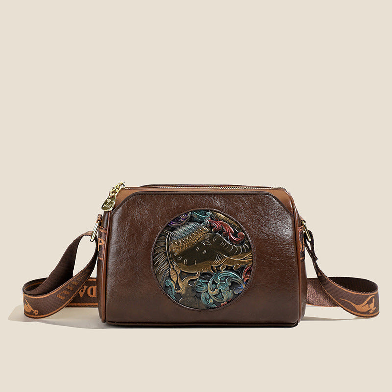 Vintage-Inspired Leather Crossbody Bag Kalsten