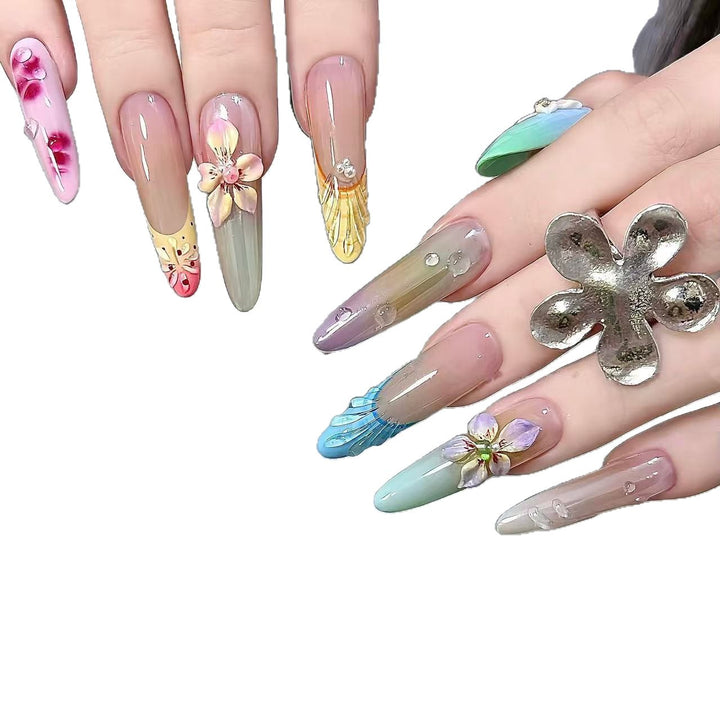 Artistic Floral Design Press-On Nail Enhancements