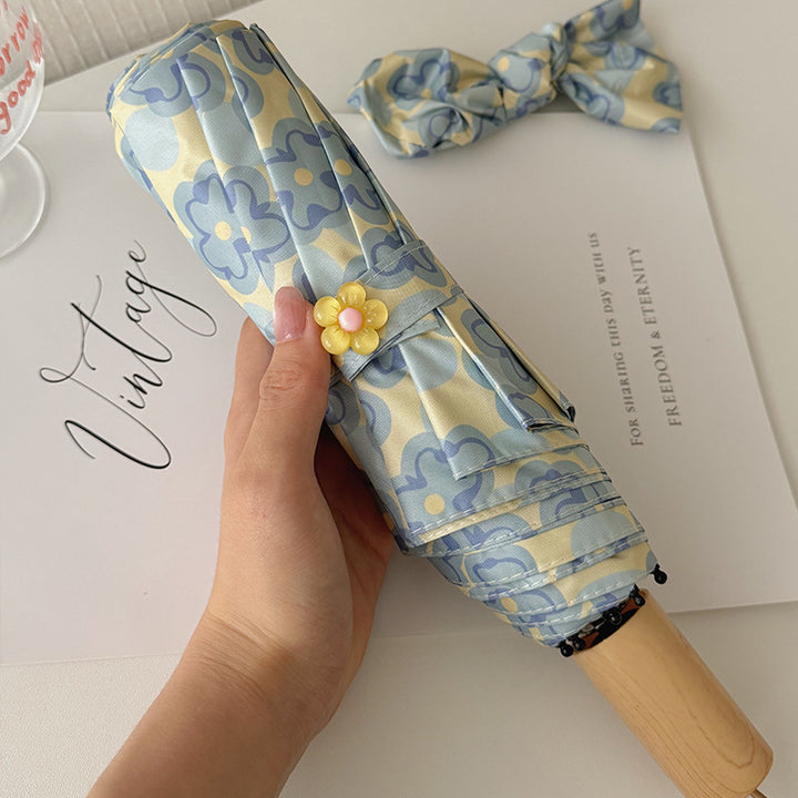 Ladies Collapsible Umbrella with Elegant Floral Pattern Kalsten