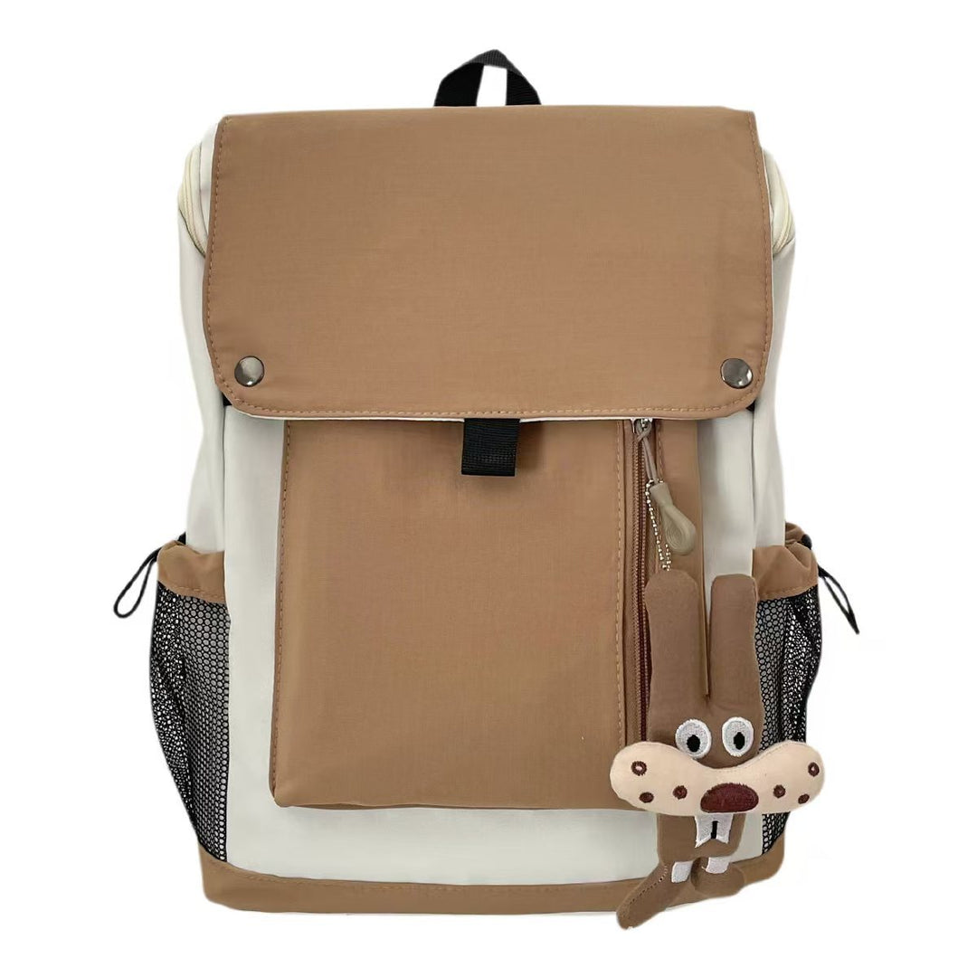 Backpack with Functional Design and Cute Plush Pendant Kalsten