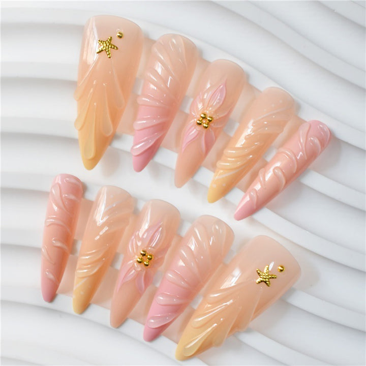 Floral 3D Decorative Press-On Nail Art Kalsten