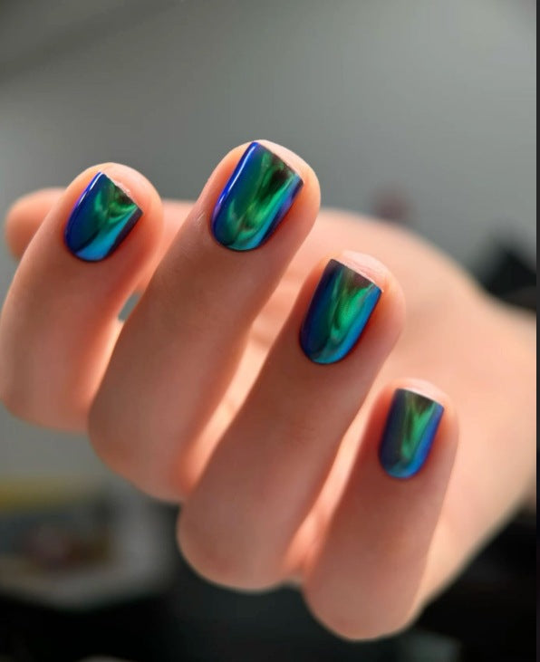 Iridescent Marble Effect Press-On Nails Kalsten