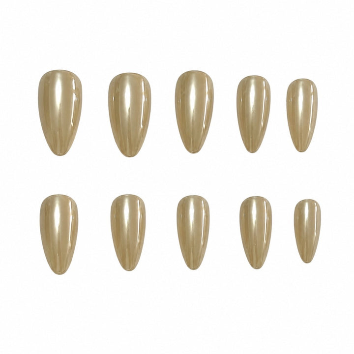 Metallic Almond-Shaped Press-On Nails Kalsten