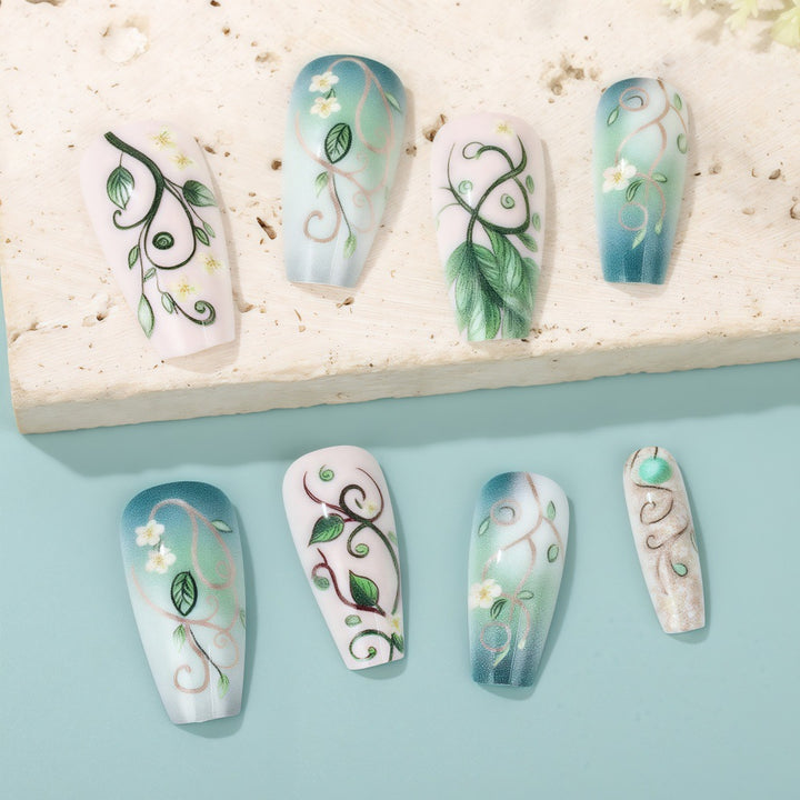 Artificial Nails Set with Floral Designs Kalsten