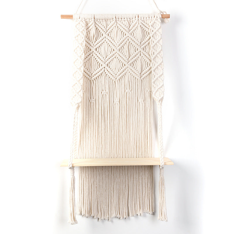Macramé Wall Shelf with Integrated Plant Holder Kalsten