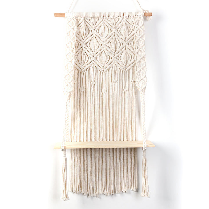 Macramé Wall Shelf with Integrated Plant Holder Kalsten