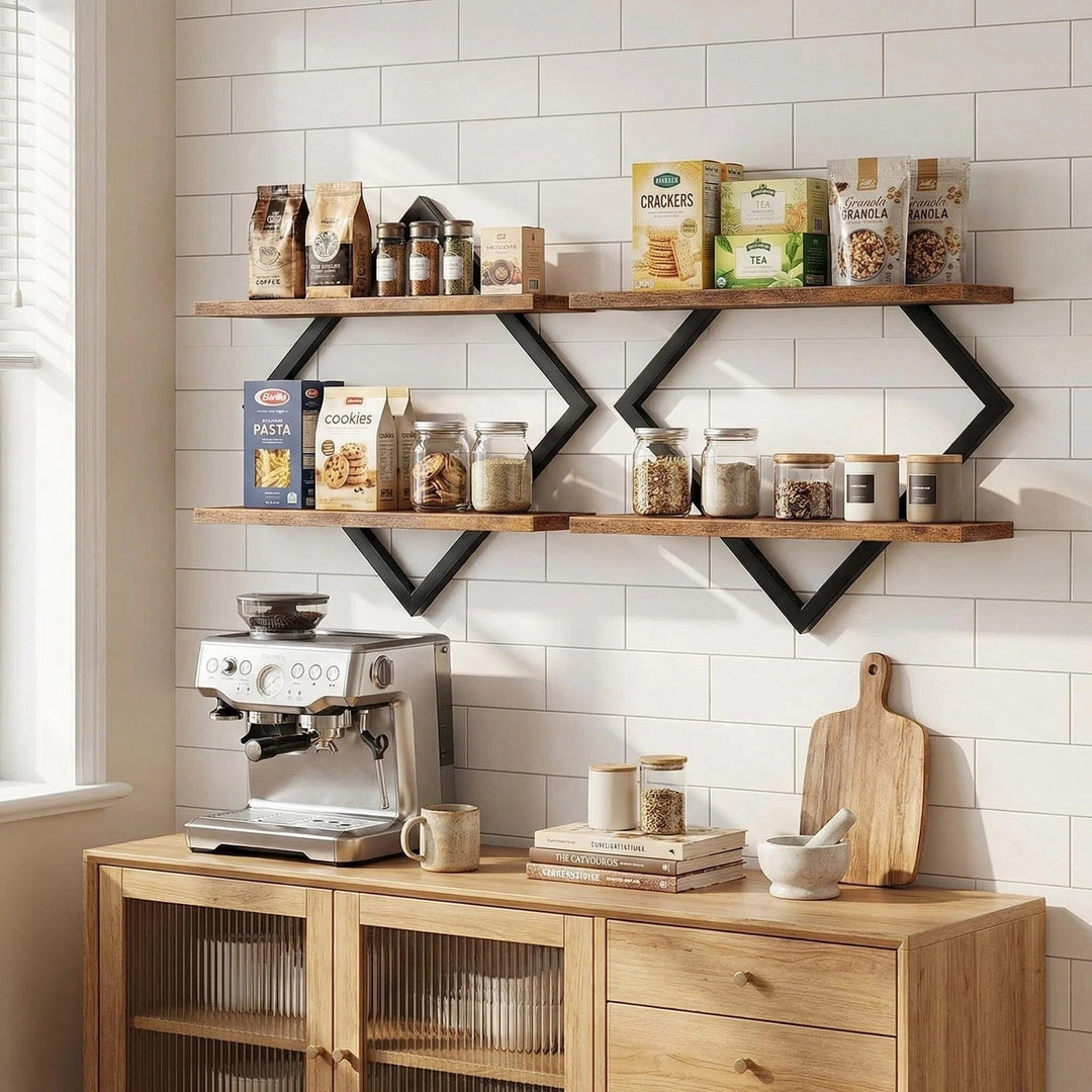 Wall shelf with modern zigzag design Kalsten