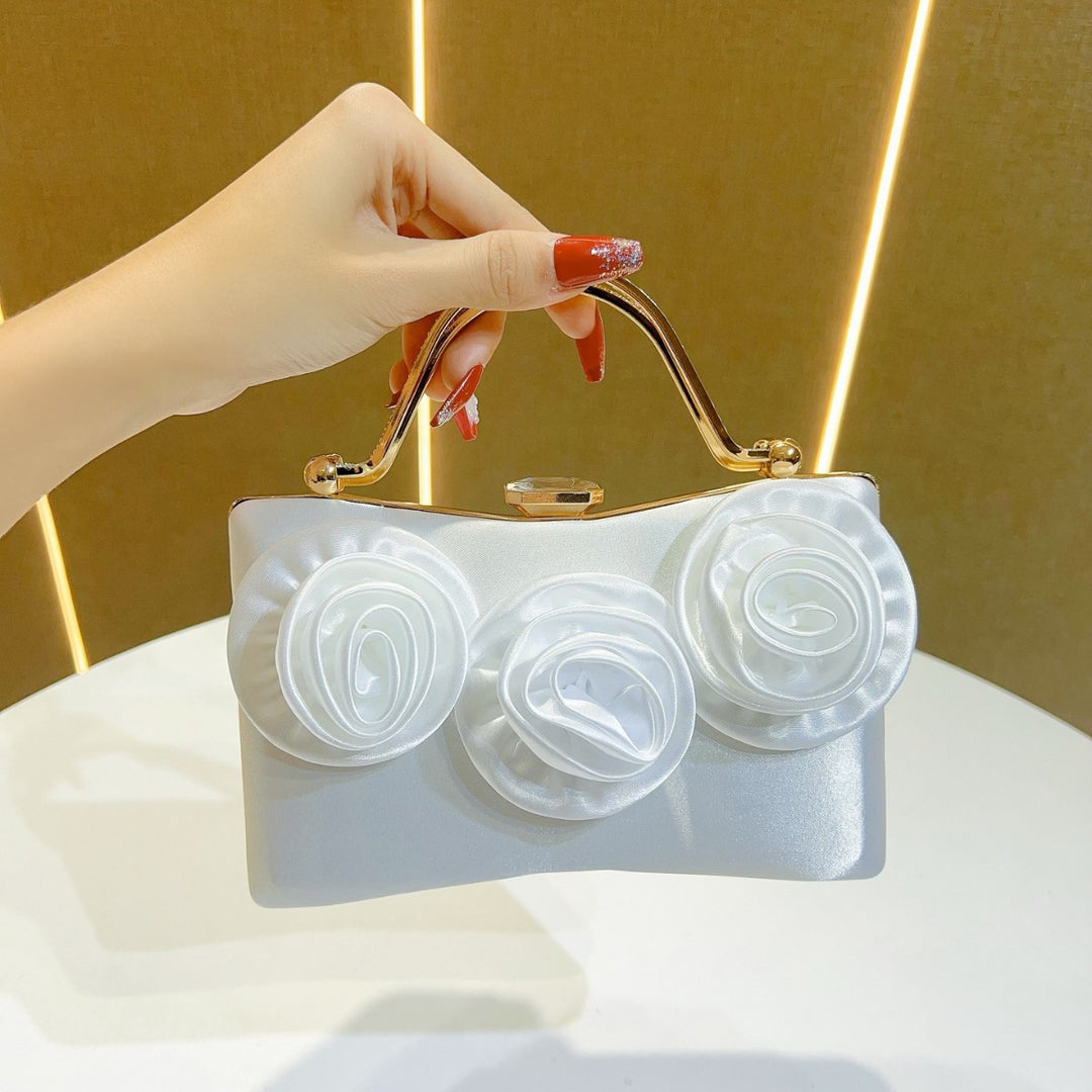 Decorative Floral-Embellished Evening Handbag
