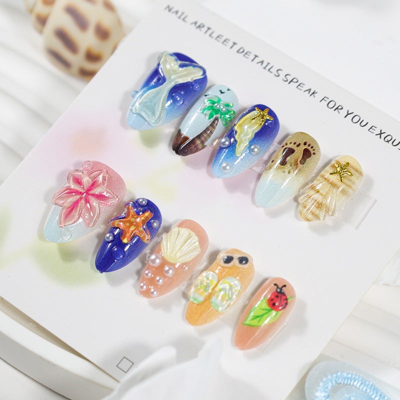 Artificial nail set with maritime patterns Kalsten
