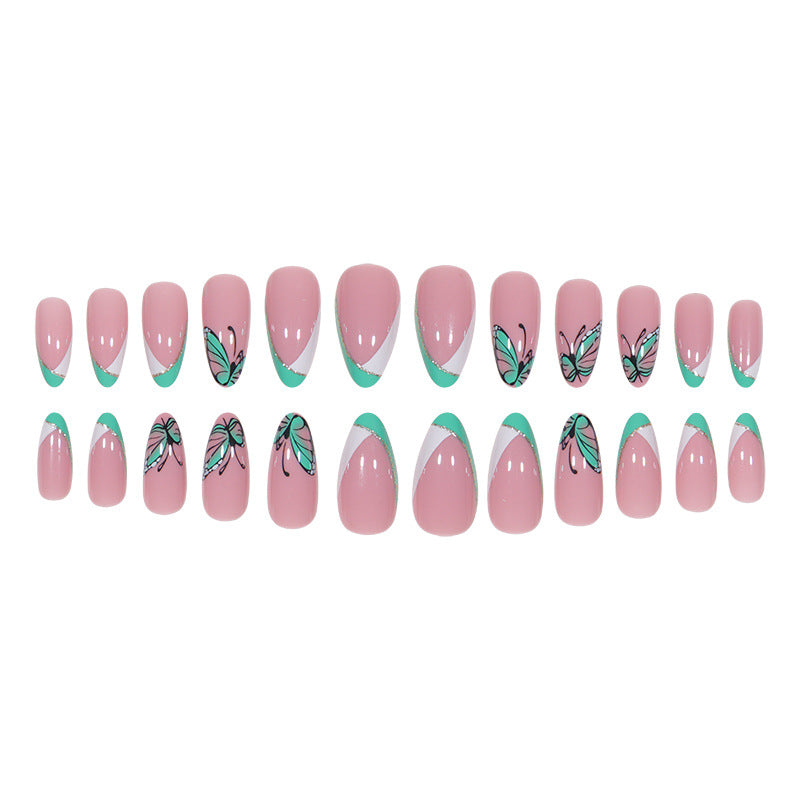 Artistic Press-On Nail Set with Butterfly Design Kalsten