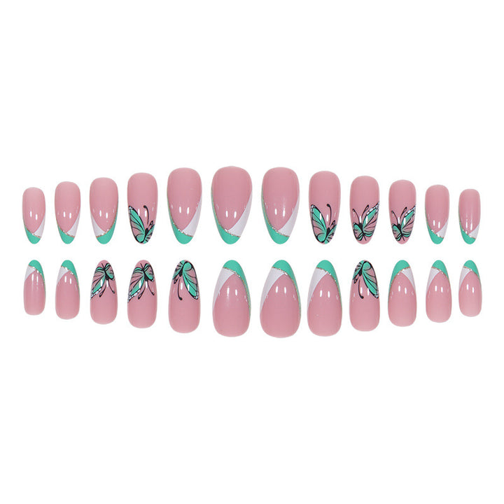 Artistic Press-On Nail Set with Butterfly Design Kalsten