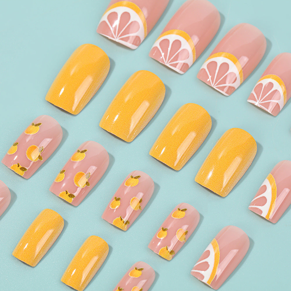 Artificial Nail Set with Fruity Lemon Design Kalsten