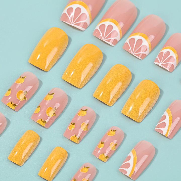 Artificial Nail Set with Fruity Lemon Design Kalsten