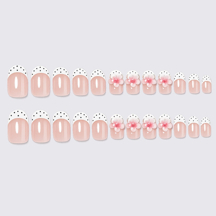 Artificial nail set with floral and dotted design Kalsten