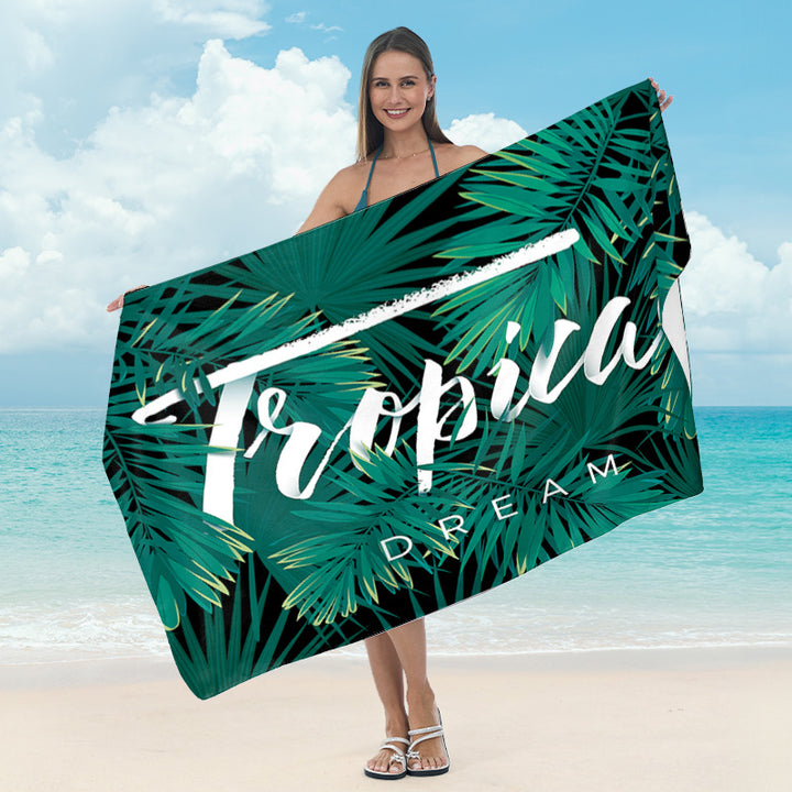 Large beach towel with tropical palm pattern Kalsten