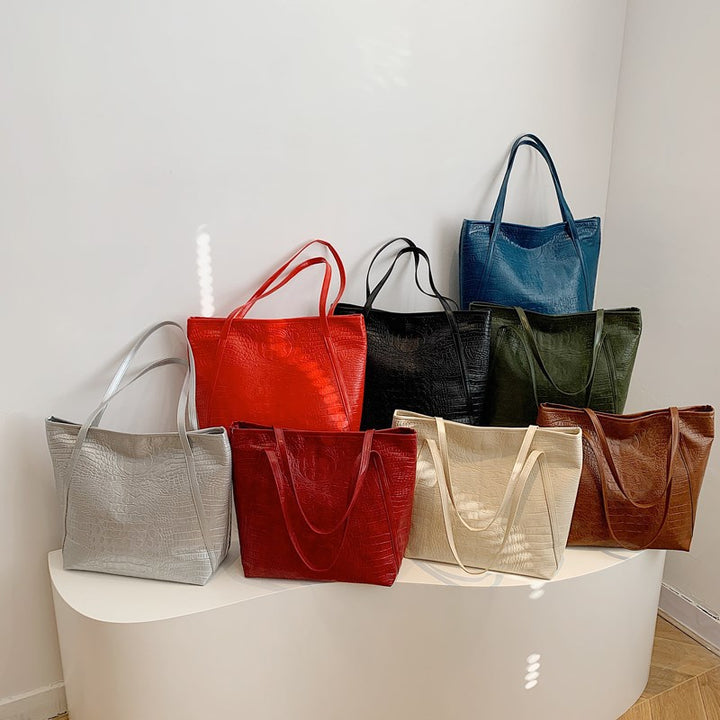 Crocodile-Embossed Leather Tote Bag Kalsten