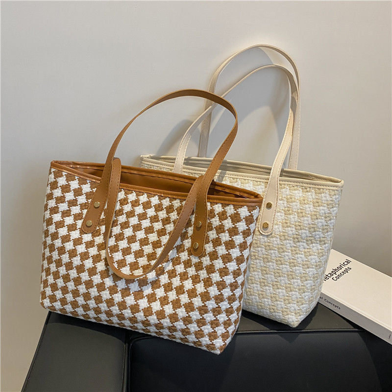 Woven Pattern Beach Tote Bag Kalsten