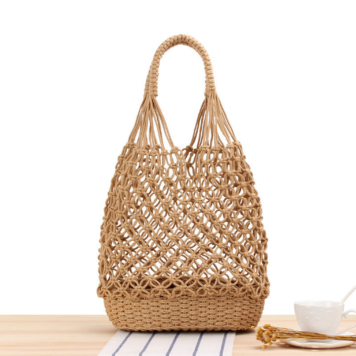Hand-knotted tote bag with elegant net design Kalsten