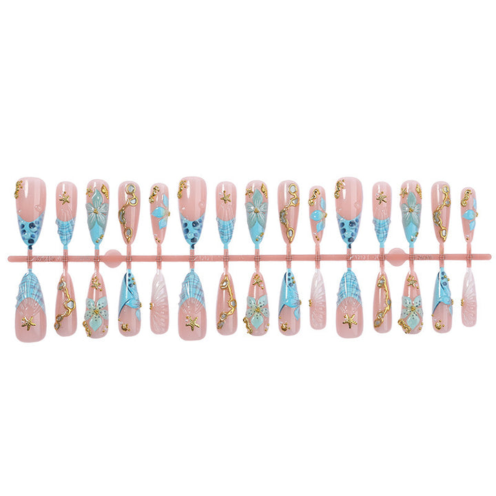 Artificial nail set with maritime motifs and glamorous decorations Kalsten