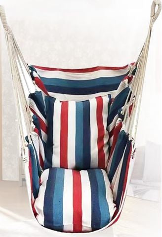 Hanging hammock chair with reinforced cotton canvas and integrated arm pockets Kalsten
