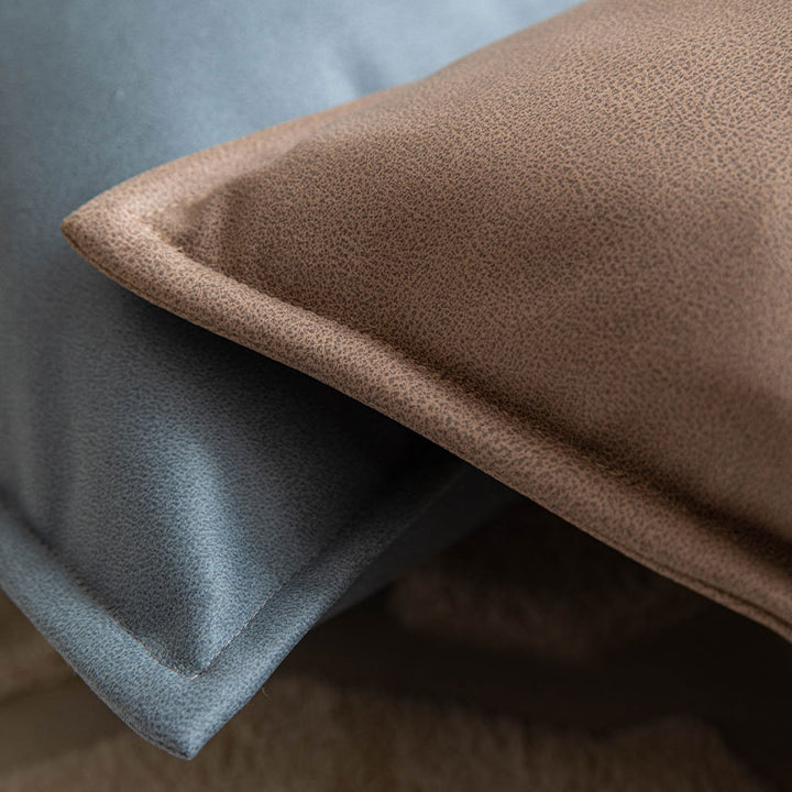 Square Piped-Edge Velvet-Look Decorative Throw Pillow with Removable Zip Cover and Plush Insert