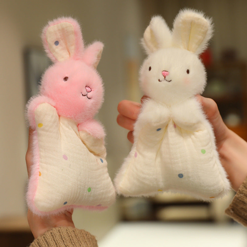 Plush Bunny Muslin Comforter with Faux-Fur Head, Star-Shaped Cuddle Pillow & Hanging Loop Kalsten