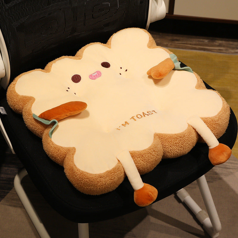 Plush seat cushion in cat shape with extra soft padding and seat cover