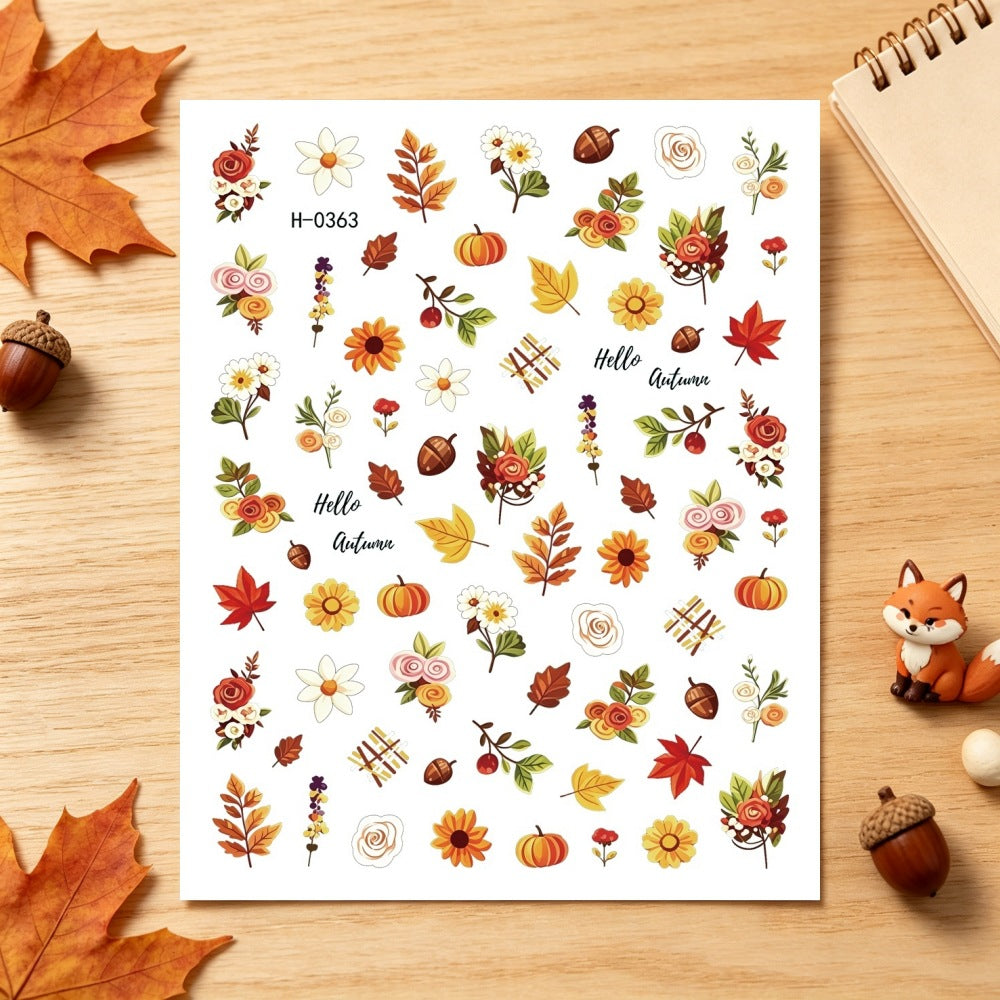 Autumn-Themed Nail Art Stickers
