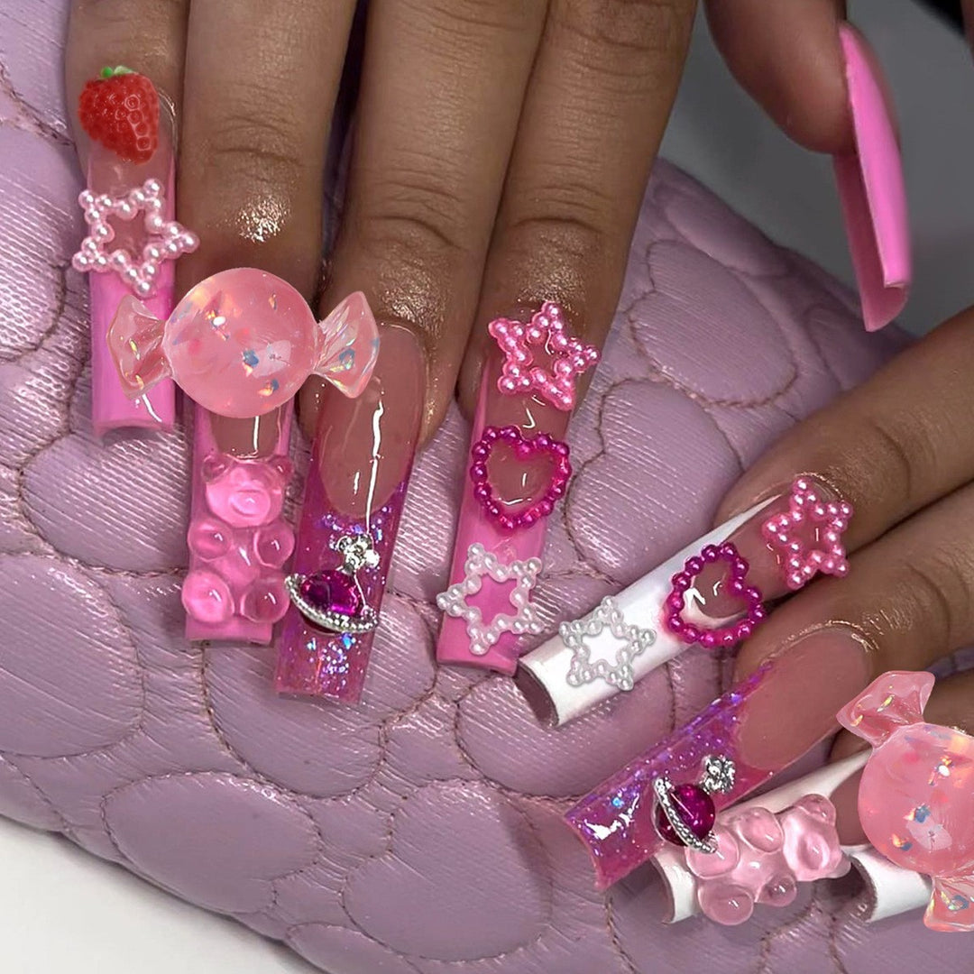 Artificial nail set with elegant crystal applications Kalsten