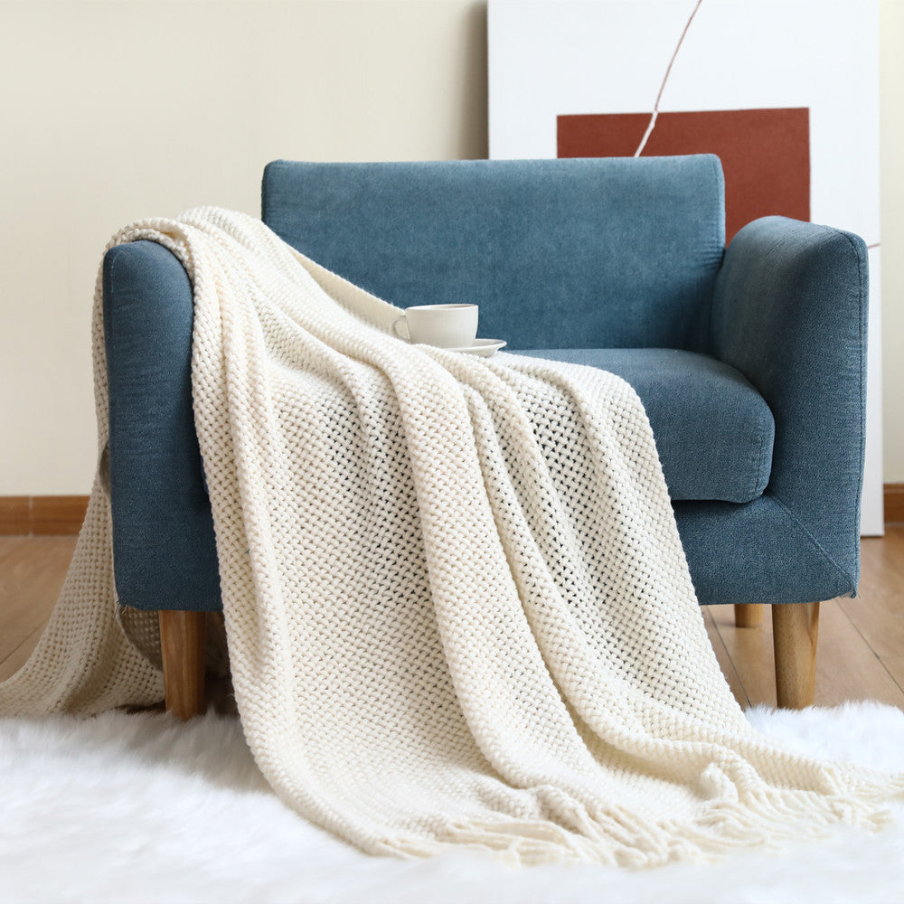 Cozy Waffle Knit Throw Blanket Kalsten
