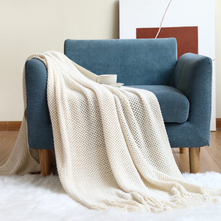 Cozy Waffle Knit Throw Blanket Kalsten