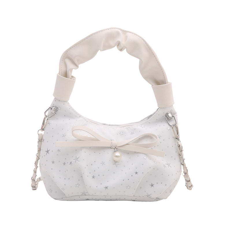 Elegant Bow Detail Star-Print Handbag