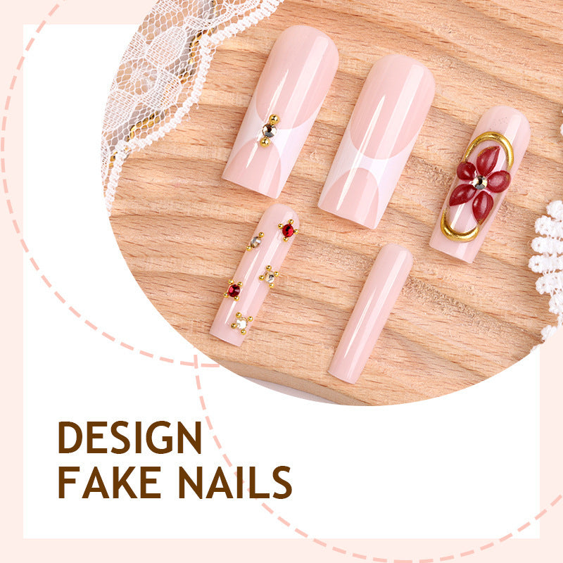 Artificial nail set with floral decorations and elegant accents Kalsten