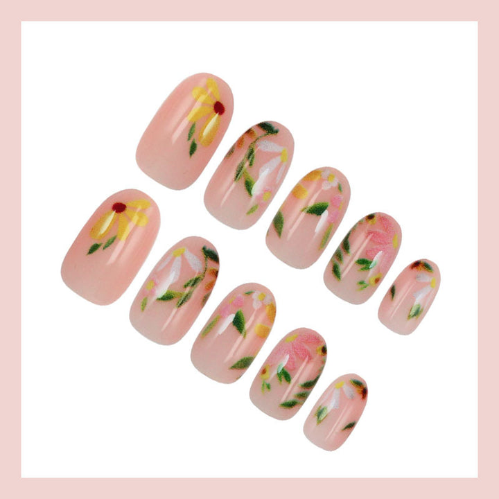 Artificial Nails Set with Floral Decorations Kalsten