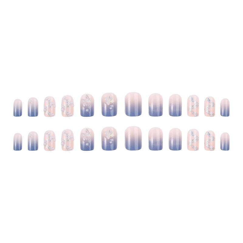 Acrylic nail set with sparkling glitter elements and appealing ombre design Kalsten