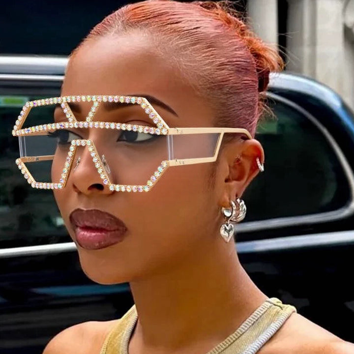 Women's stylish sunglasses with geometric frame and rhinestone embellishment Kalsten