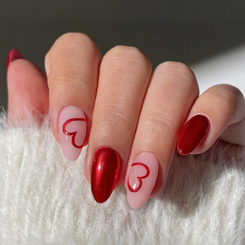 Artificial nail set with romantic heart designs Kalsten