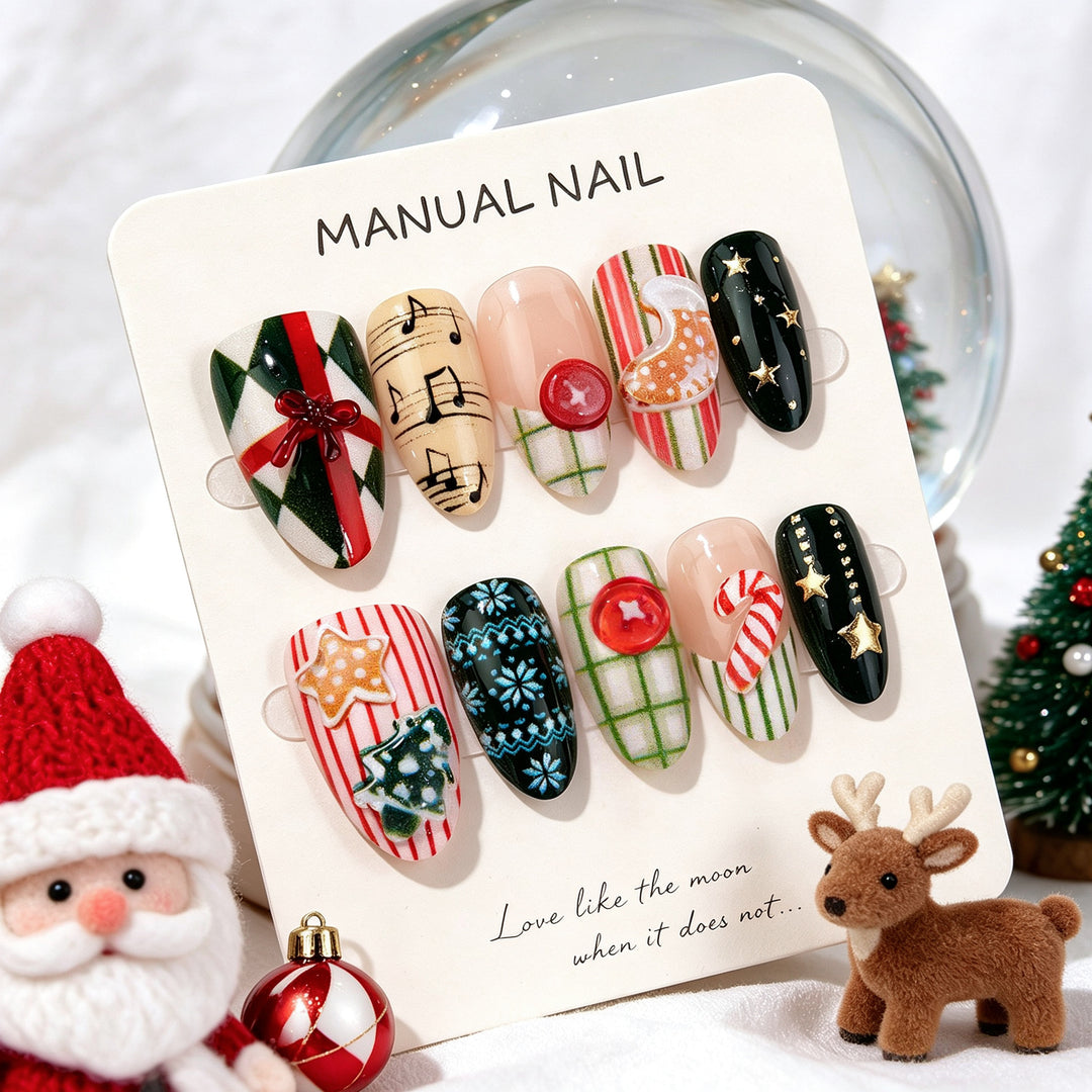 Creative Holiday-Themed Manual Press-On Nails