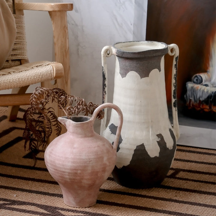 Artistic White and Black Decorative Ceramic Vase