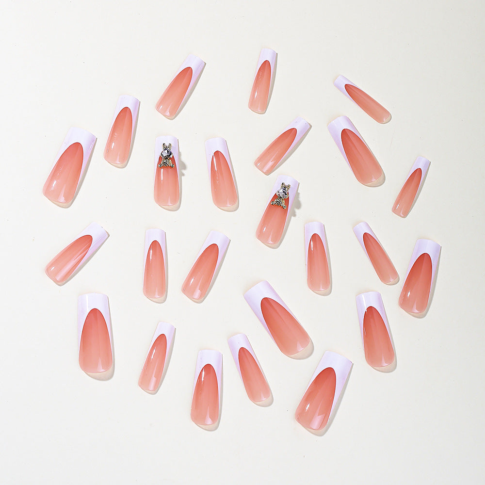 Elegant 3D French Tip Acrylic Nail Art Extensions Kalsten