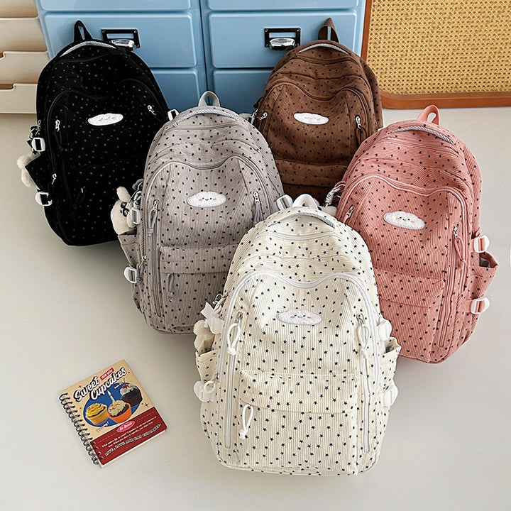 Trendy Star-Embellished Multi-Pocket Backpack Kalsten