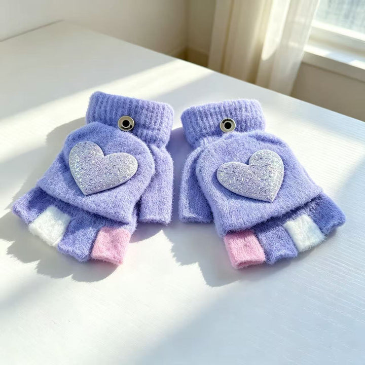 Heart Embellished Fingerless Gloves Kalsten
